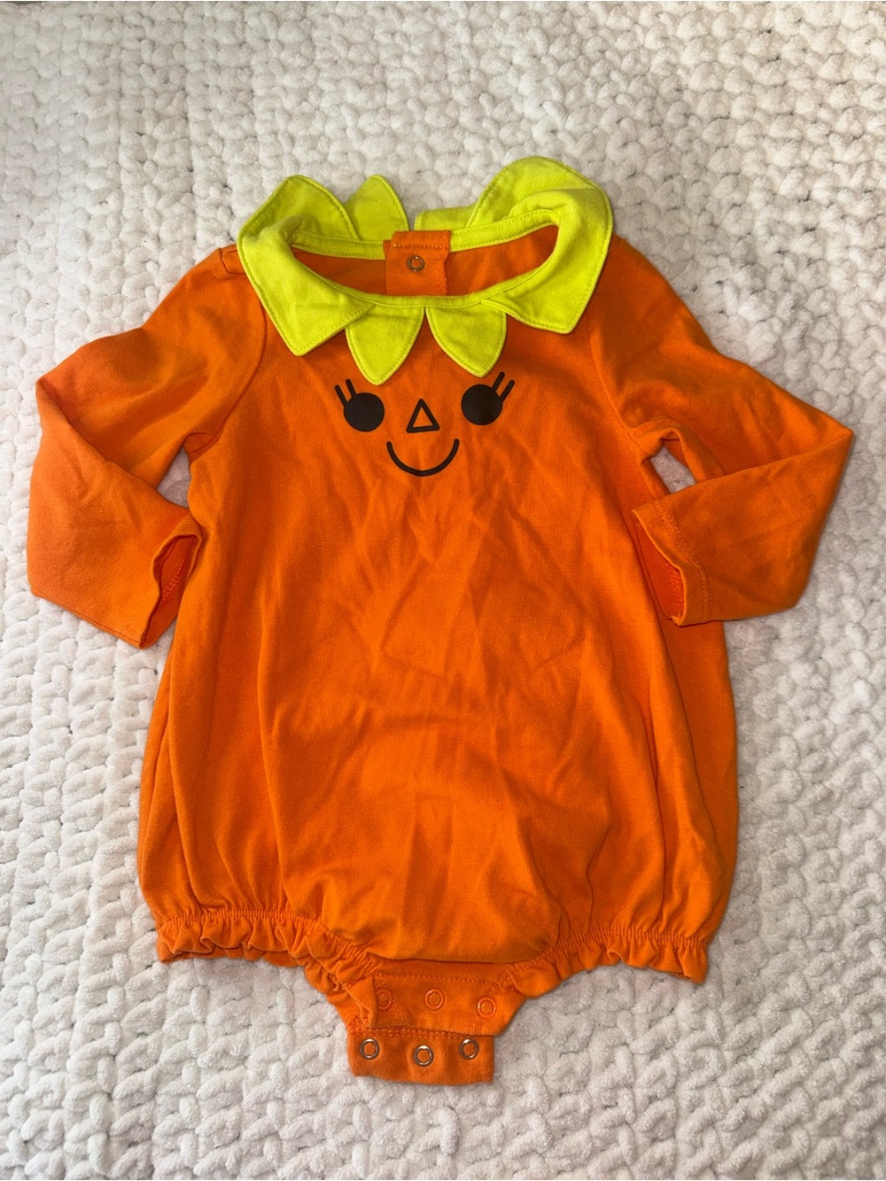 Kids Orange Pumpkin One-Piece with Yellow Collar
